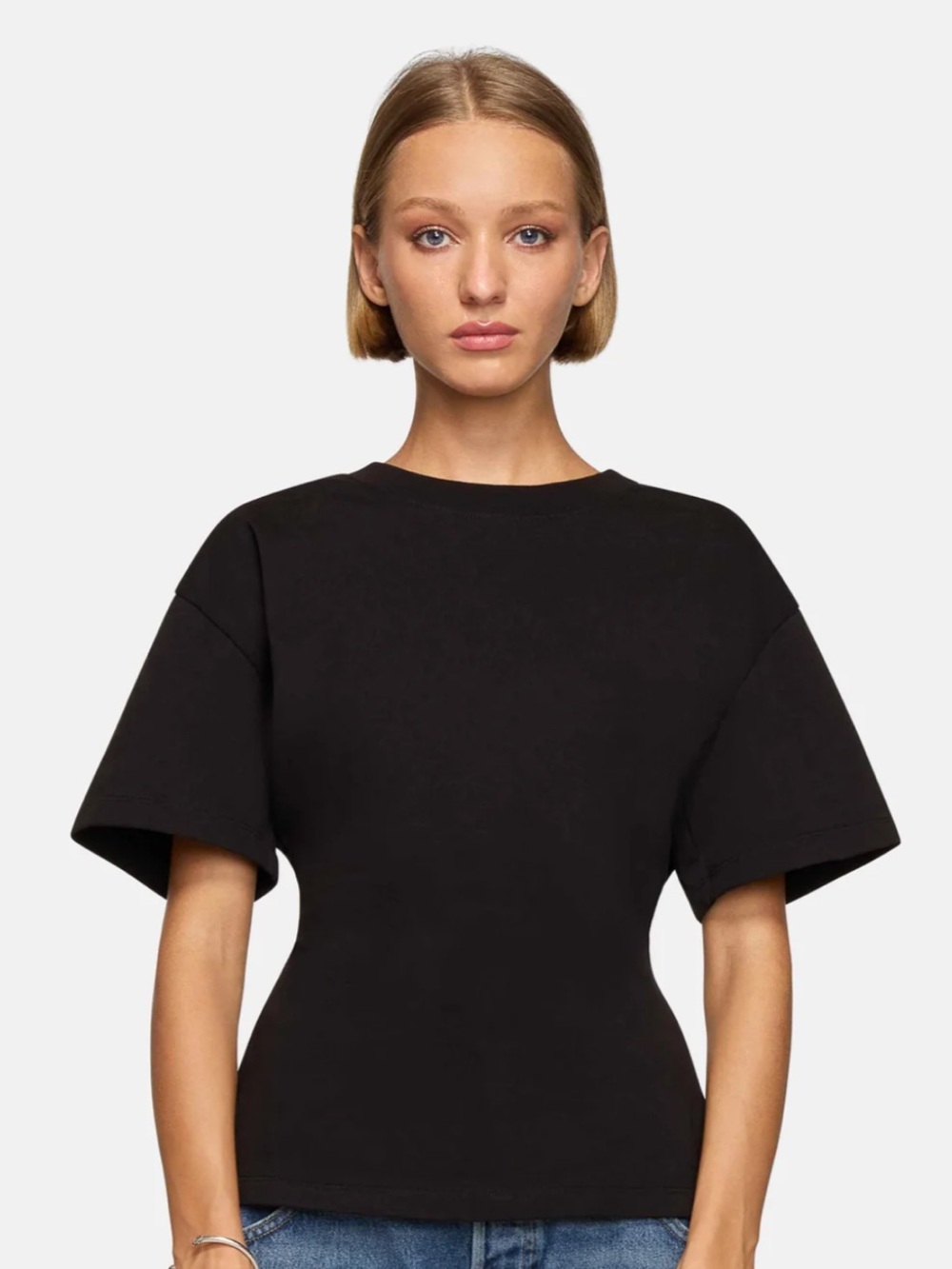 EB Denim Eero Tee Classic Black Women’s Short Sleeve Tee with Cinch Waist